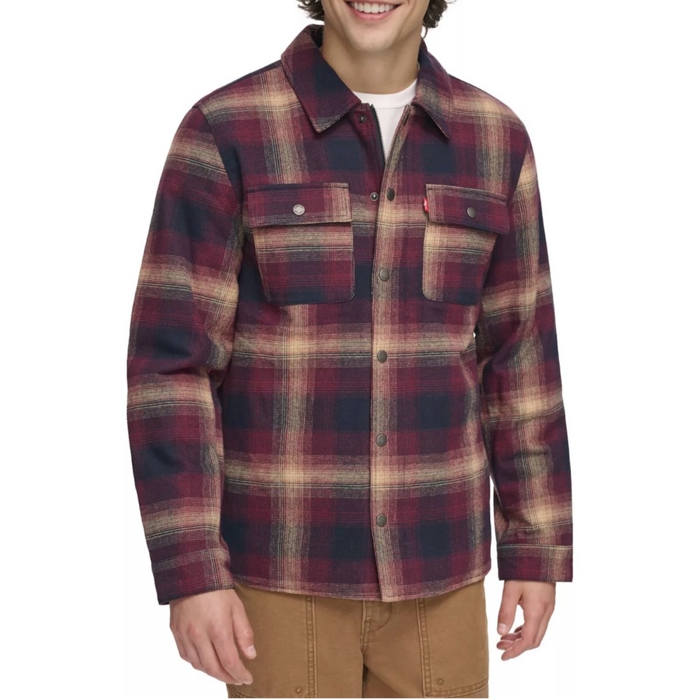 Levi's Red and Blue Lightweight Quilted Shirt Jacket